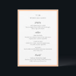 Trisha Peach Modern Wedding Menükarte<br><div class="desc">Moderne Hochzeitsmenüs mit gepflegtem Design mit Serif- und Script-Schriftart.</div>