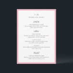 Trisha Pink Moderne Hochzeit Menükarte<br><div class="desc">Moderne Hochzeitsmenüs mit gepflegtem Design mit Serif- und Script-Schriftart.</div>
