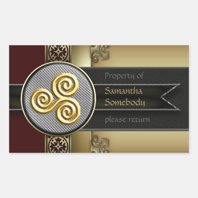 Triskele Dekoratives Buchzeichen Rechteckiger Aufkleber (Vorderseite)
