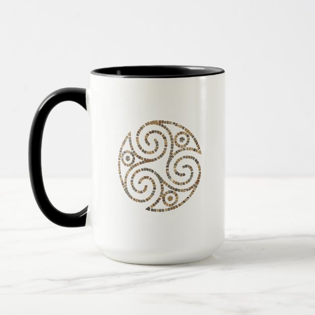 Triskelion Celtic - Dreier-Spiralsymbol - Mosaik Tasse (Links)