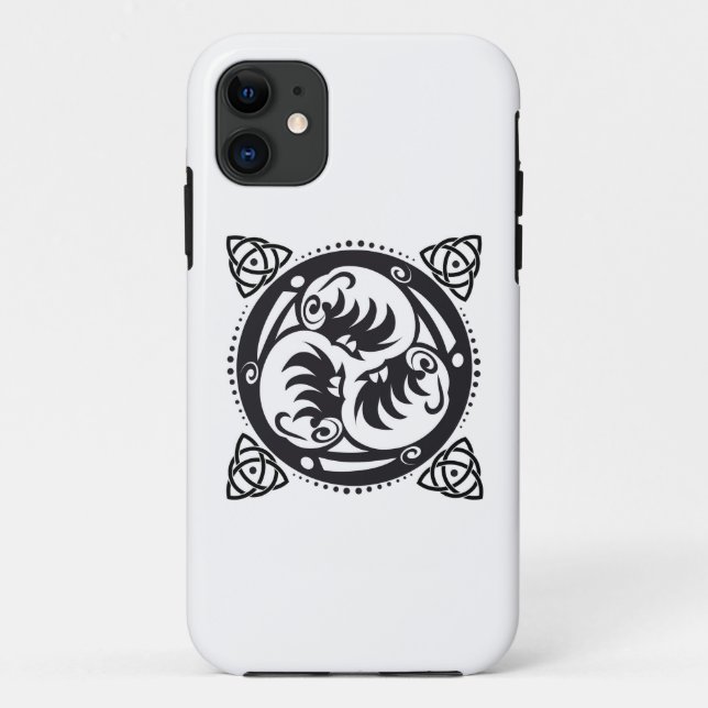 Triskelion Celtic Knot Mandala Design Black Case-Mate iPhone Hülle (Rückseite)