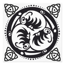 Triskelion Celtic Knot Mandala Design Black Fotodruck