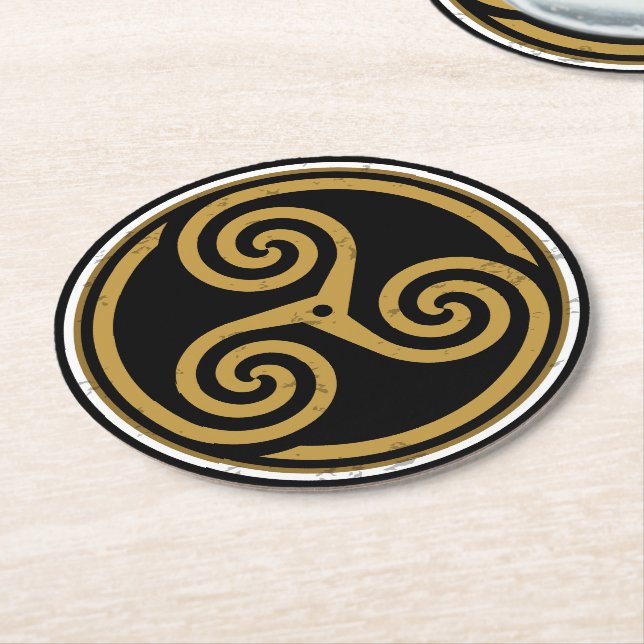 TRISKELION TRIPLE CELTIC SPIRAL RUNDER PAPPUNTERSETZER (Angewinkelt)