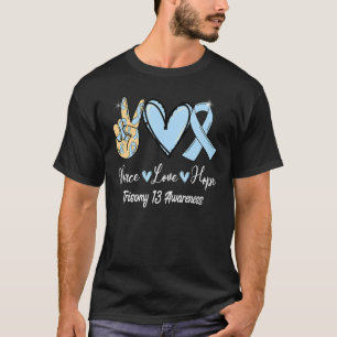 Trisomy 13 Awareness Peace Liebe Hope Light Blue R T-Shirt