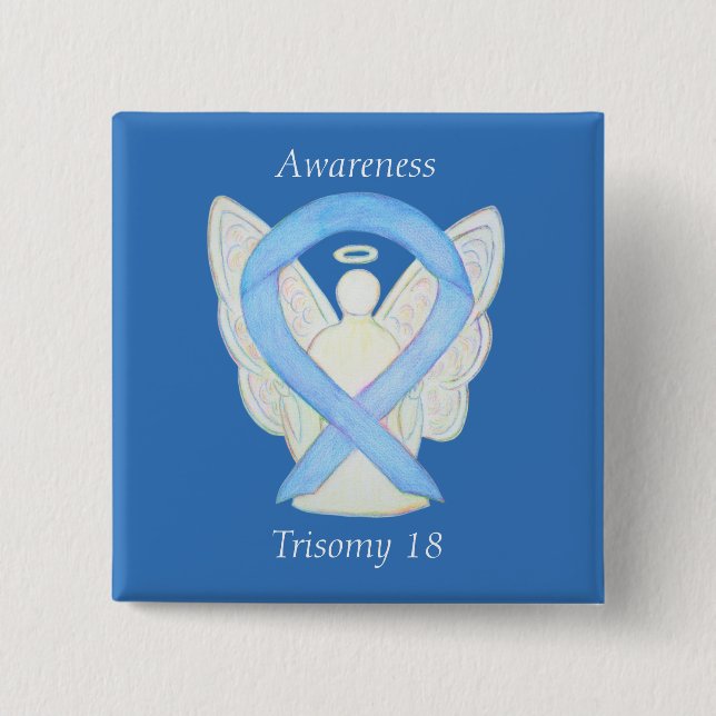 Trisomy 18 Awareness Angel Ribbon Art Button (Vorderseite)
