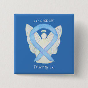 Trisomy 18 Awareness Angel Ribbon Art Button