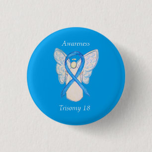 Trisomy 18 Awareness Angel Ribbon Art Button