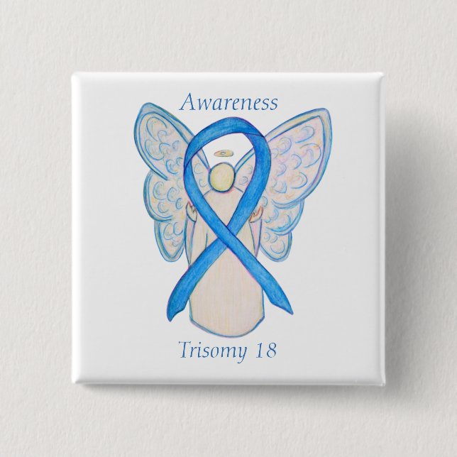 Trisomy 18 Awareness Angel Ribbon Art Button (Vorderseite)