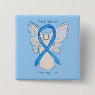 Trisomy 18 Awareness Angel Ribbon Art Button