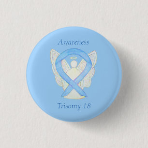 Trisomy 18 Awareness Angel Ribbon Art Button