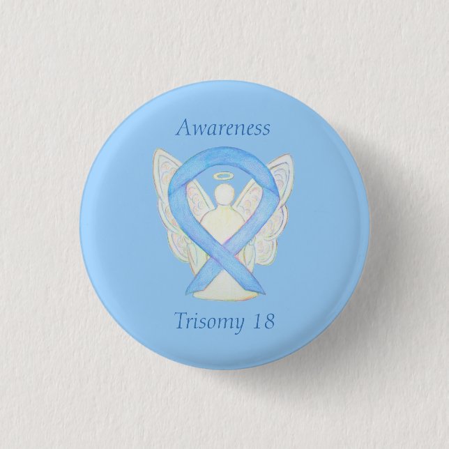 Trisomy 18 Awareness Angel Ribbon Art Button (Vorderseite)