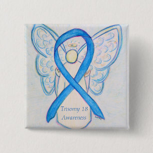Trisomy 18 Awareness Angel Ribbon Art Button