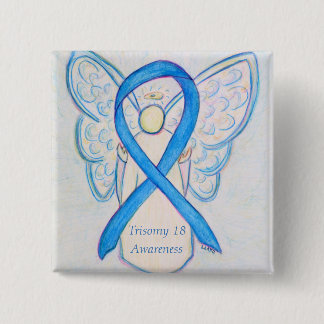 Trisomy 18 Awareness Angel Ribbon Art Button