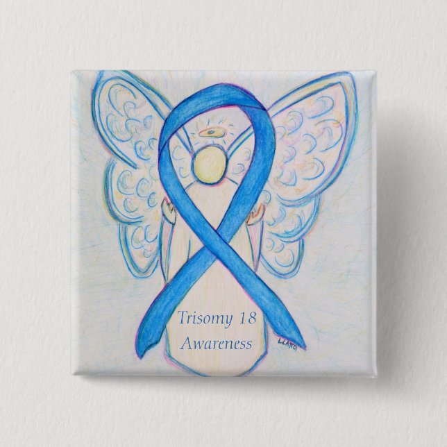 Trisomy 18 Awareness Angel Ribbon Art Button (Vorderseite)
