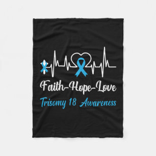 Trisomy 18 Awareness Heartbeat Christlich Cross Fa Fleecedecke