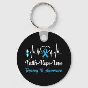 Trisomy 18 Awareness Heartbeat Christlich Cross Fa Schlüsselanhänger