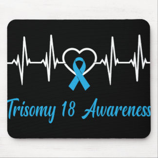 Trisomy 18 Awareness Light Blue Ribbon Liebe Heart Mousepad
