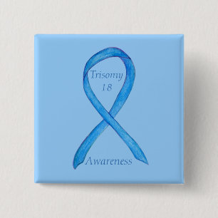 Trisomy 18 Awareness Ribbon Custom Art Button