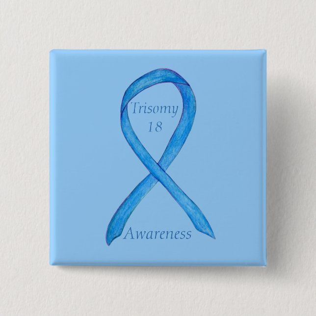 Trisomy 18 Awareness Ribbon Custom Art Button (Vorderseite)