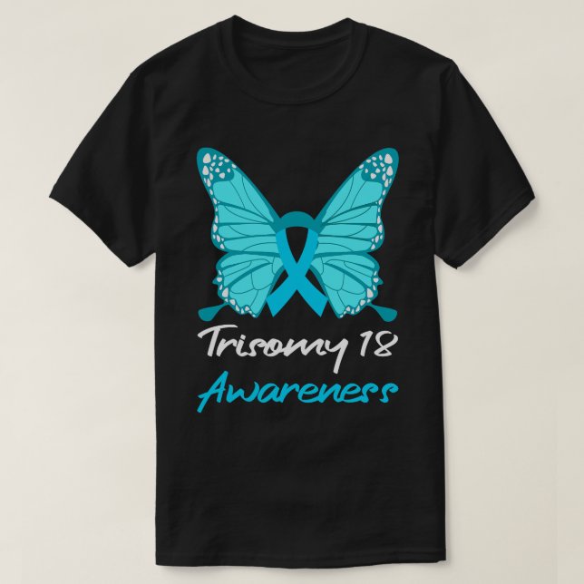 Trisomy 18 Butterfly-Unterstützung T-Shirt (Design vorne)