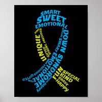 Trisomy 21 Down Syndrome Awareness Ribbon Word