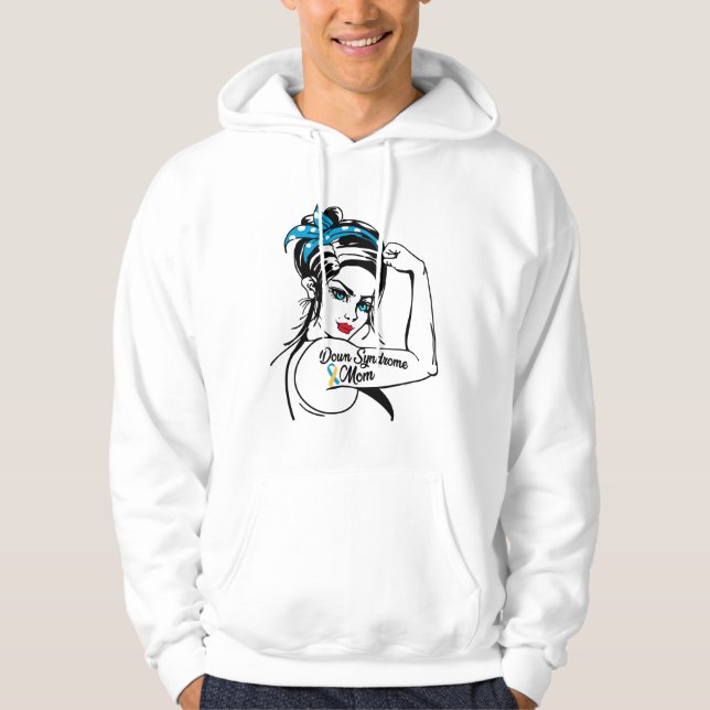 Trisomy 21 Down Syndrome Mama Rosie The Riveter Hoodie (Vorderseite)