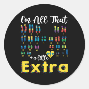 Trisomy 21 Xy Extra Chromosom Boy World Down Synd Runder Aufkleber