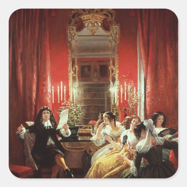 Trissotin Reading seinen Sonnet Quadratischer Aufkleber (Vorderseite)