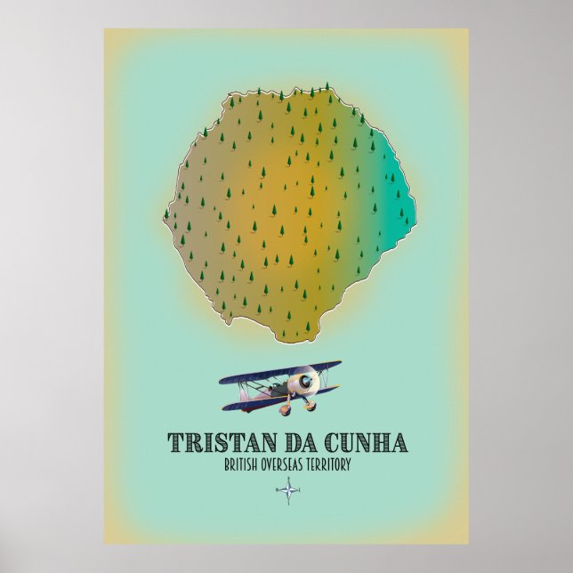 Tristan da Cunha British Overseas Territory Map Poster (Vorne)