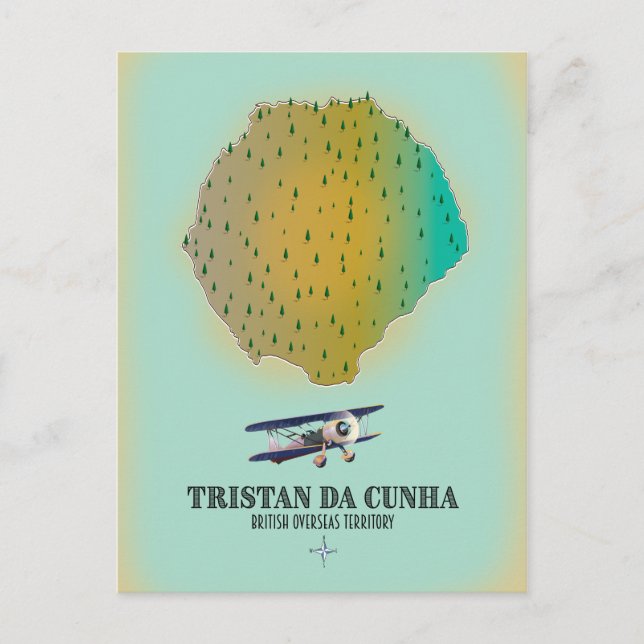 Tristan da Cunha British Overseas Territory Map Postkarte (Vorderseite)