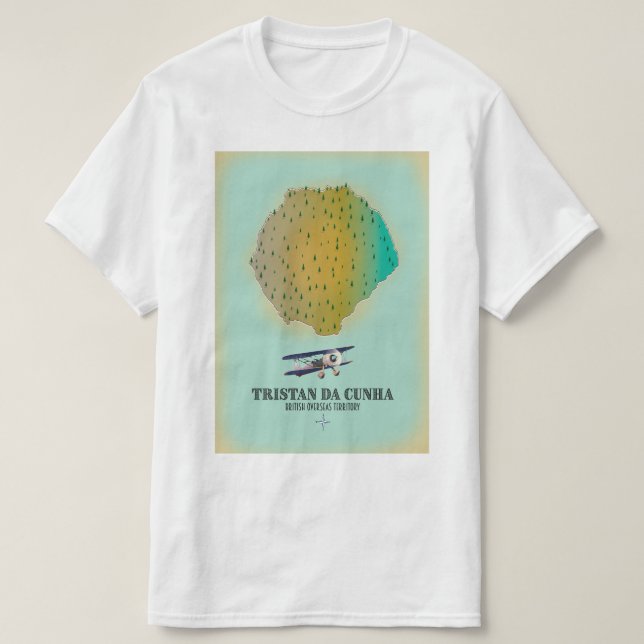 Tristan da Cunha British Overseas Territory Map T-Shirt (Design vorne)