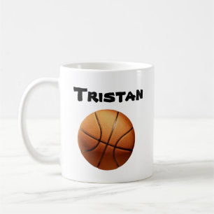 Tristan Name mit Orange Basketball, Kaffee Tasse
