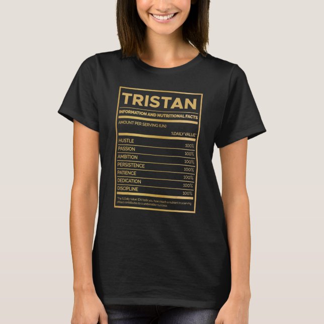 Tristan Nutrition Information Amount Per Serving T-Shirt (Vorderseite)