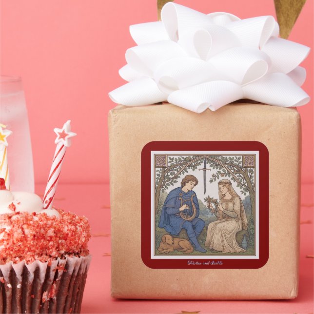 Tristan und Isolde im Vintagen Stil Quadratischer Aufkleber (Party)