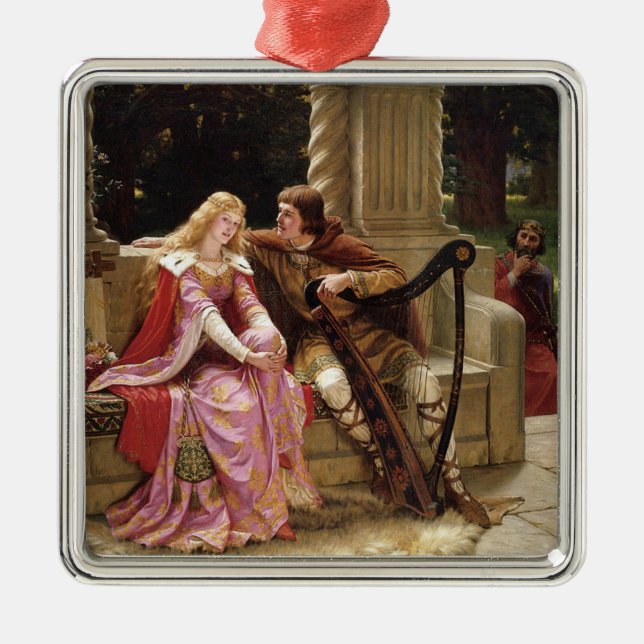 Tristan und Isolde (mittelalterliche Romantik) Vin Ornament Aus Metall (Vorne)