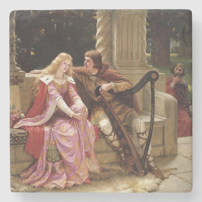 Tristan und Isolde (mittelalterliche Romantik) Vin Steinuntersetzer (Vorderseite)