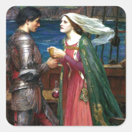 Tristan und Isolde von John William Waterhouse Quadratischer Aufkleber