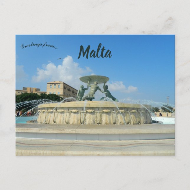 Tritons Fountain in Valletta Malta Postkarte (Vorderseite)