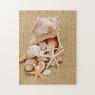 Tritonshorn-Muschel mit Muscheln und Starfish Puzzle