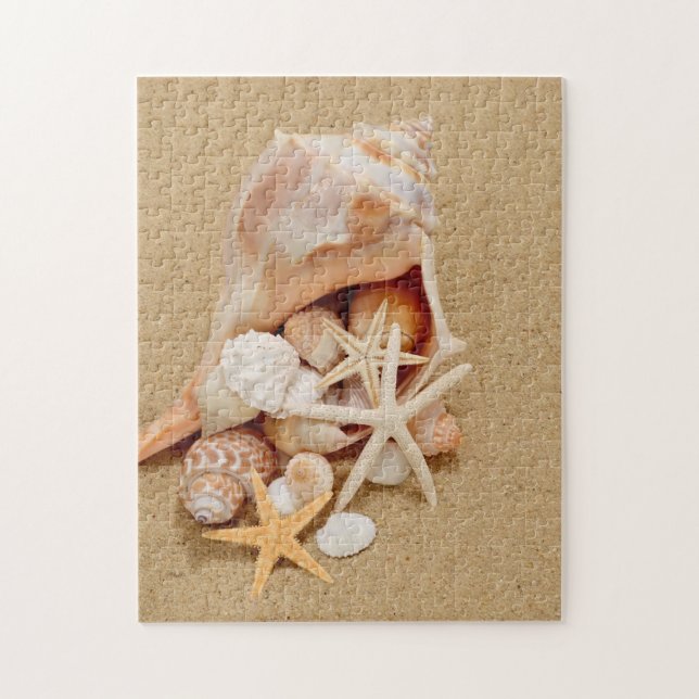 Tritonshorn-Muschel mit Muscheln und Starfish Puzzle (Vertikal)