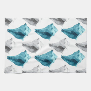 Tritonshorn-Muscheln im Aqua u. im Grau Geschirrtuch