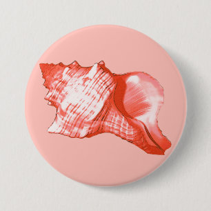 Tritonshorn-Muschelskizze - Koralle, Muschelrosa Button
