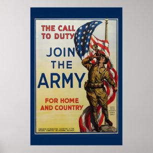 Tritt der Armee bei 1917 Erster Weltkrieg Patrioti Poster