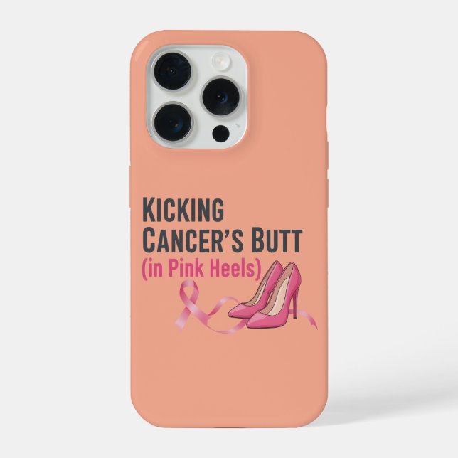 Tritt Krebs in rosa Absätzen Sassy Überlebende iPhone Hülle (Rückseite)