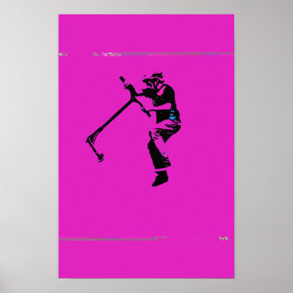 Tritt-Trick auf dem Roller - Stunt-Roller-Fahrer Poster