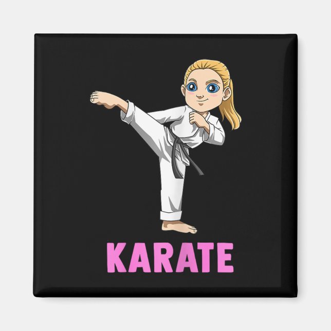 Tritt und schlägt Kind - Süßes Karate-Mädchen  Magnet (Vorne)