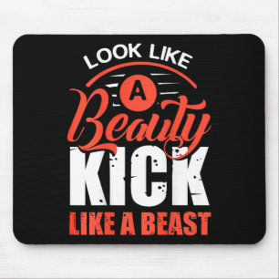 Tritt wie ein Biest, Kickboxen T-Shirt, Kickboxer Mousepad
