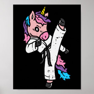 Trittendes Einhorn Martial Arts Süße Karate Taekwo Poster