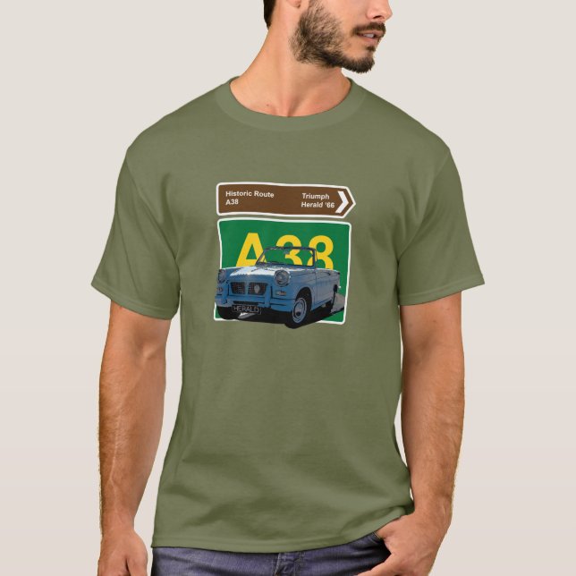 Triumph Herald.1966. Briten. Historische Route A38 T-Shirt (Vorderseite)