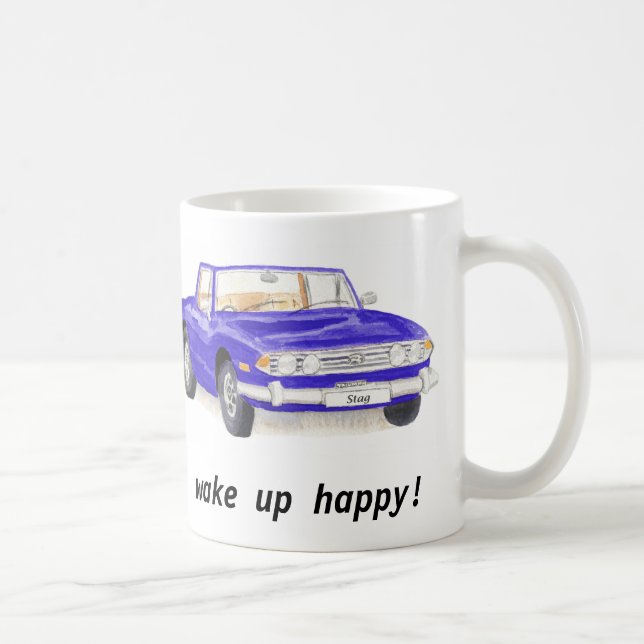 Triumph-Hirsch, klassisches blaues Auto "wachen Kaffeetasse (Rechts)